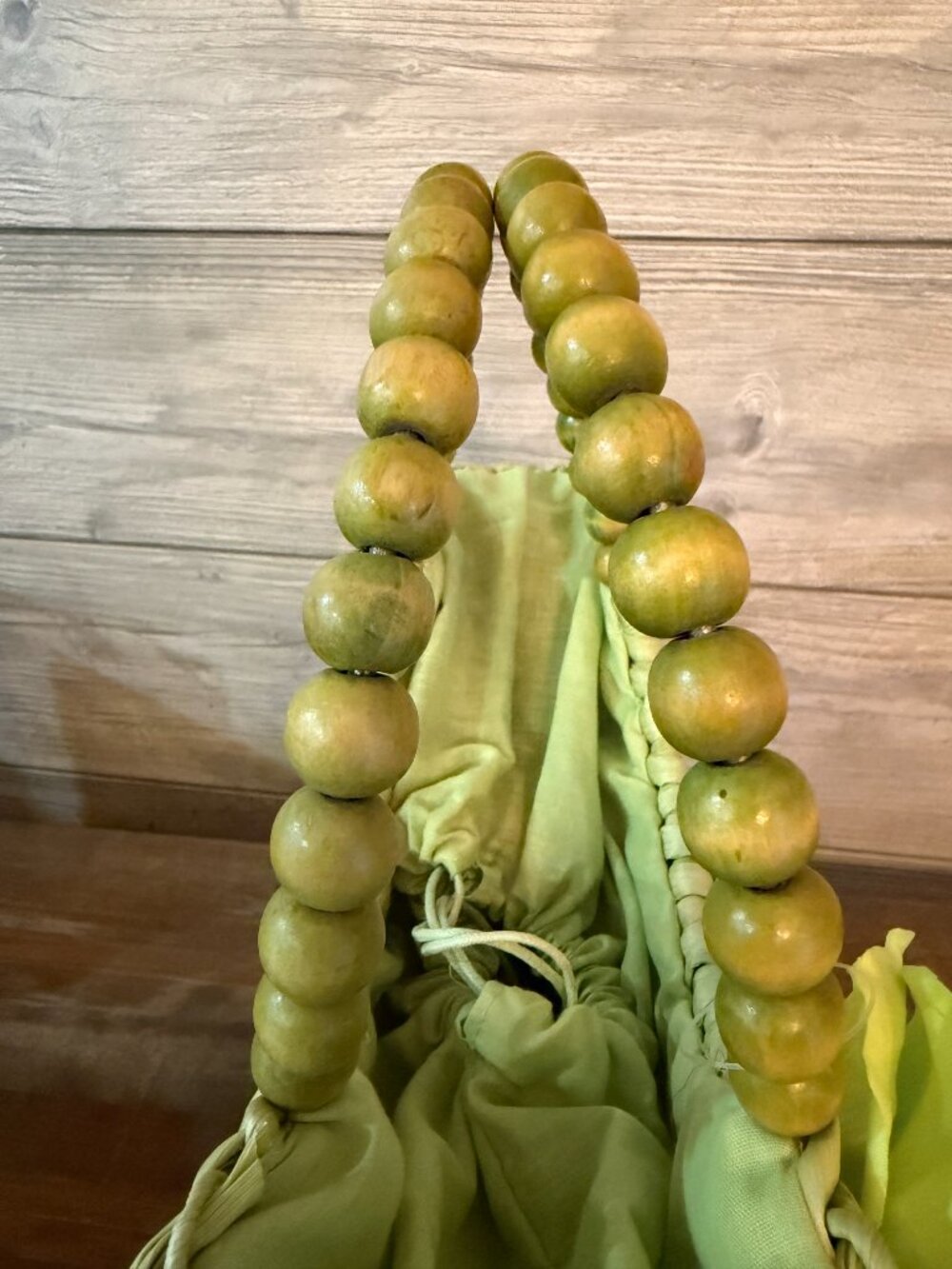 Alma Tonutti Handwoven Straw Bag Green Floral Beaded Handle Spring Easter Boho - Picture 8 of 8